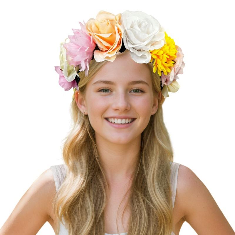 European and American simulated fabric flower headband, retro oversized rose headband travel vacation party dress up headgear