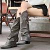 Cowhide Version~ Retro Pointed Riveted Trouser Tube Boots Versatile Western Cowboy Boots Thick Heel Side Zipper Boots Women