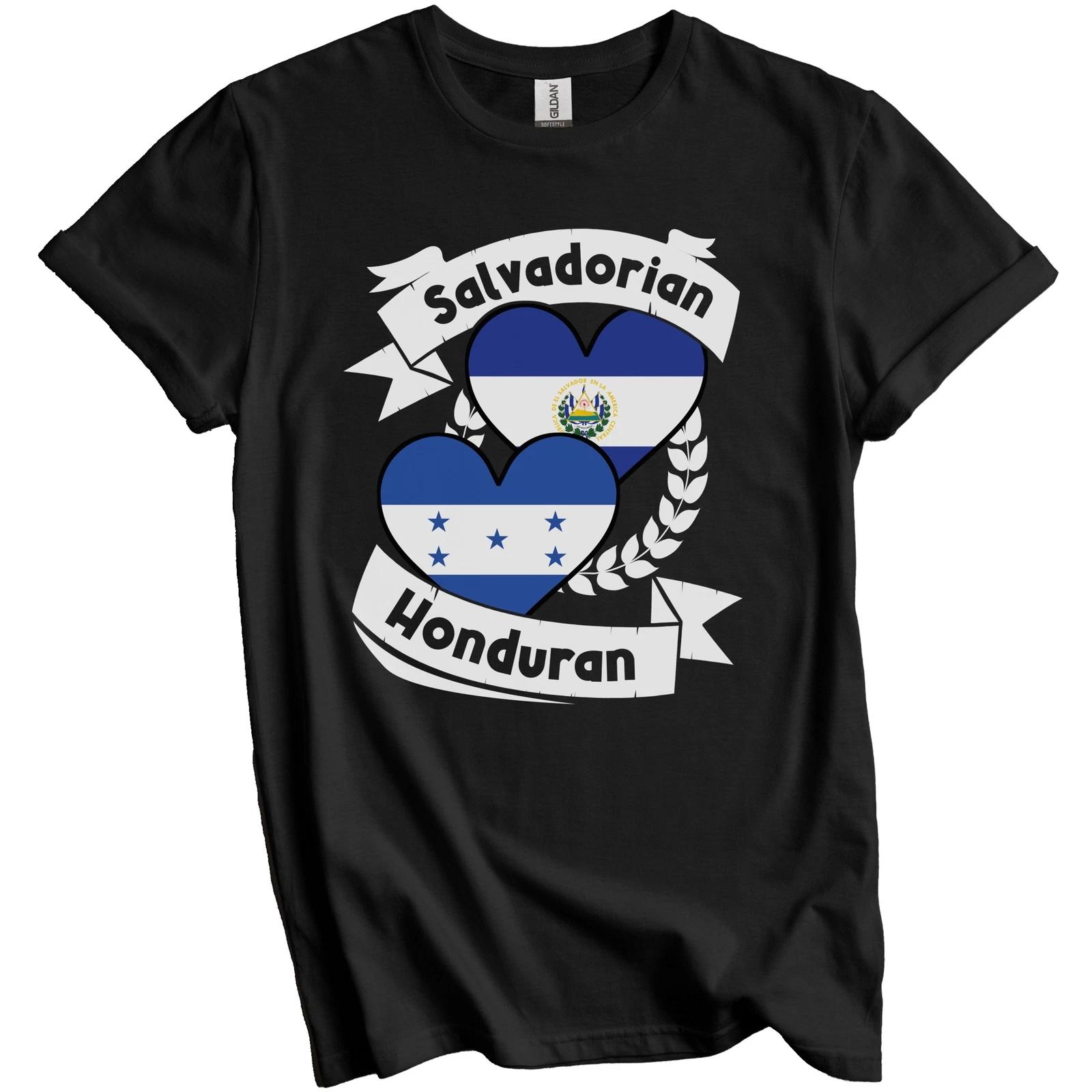 Salvadorian Honduran Heart Flags El Salvador Honduras T-Shirt 2XL