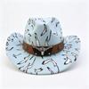 New printed graffiti western cowboy hat classic bull head accessories cowboy hat versatile peach top