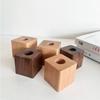 1pc Walnut Wood Beech Pen Holder Pen Container For Desk Stationery Storage Creative Square Shape Pen Hole Pencil Slot Pencil Stand