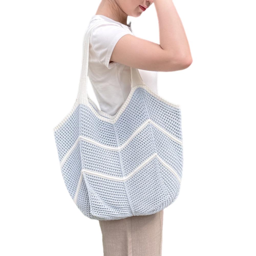 Sweet Knitted Shoulder Bag Hollowed Out Beach Bag Fashion Crochet Tote Bag  Summer