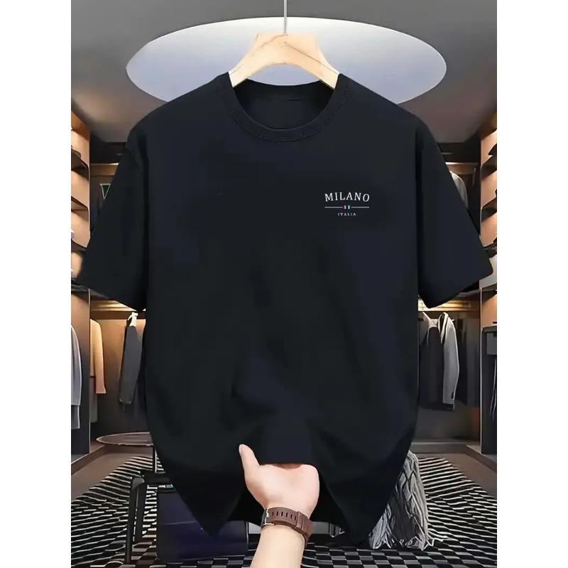 New Trendy Summer Men s Casual Round Neck T-shirt Printed Tops S
