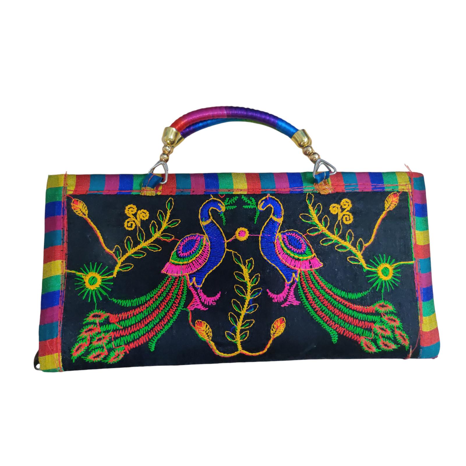 

@ Rajasthani Jaipuri Embroidered Clutch Bag For Women & Girls Zr483-60%Off