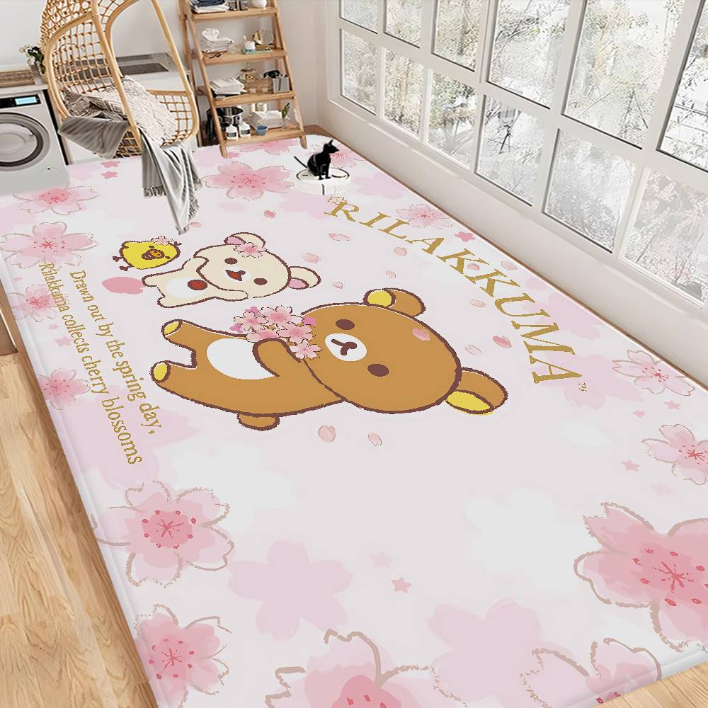 Kawaii Rilakkuma Bear Room Mats Washable Non-Slip Living Room Sofa Chairs Area Mat Kitchen Alfombra