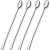 GLAMFIELDS 12-Inch Long Handle Mixing Spoons, Iced Teaspoons, Ice Cream Spoon, Stainless Steel Cocktail Stirring Spoons, Set of 4
