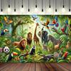 Wildlife Banner of the Jungle, Featuring African Wild Animals (lion, Elephant, Giraffe, Zebra, Cheetah, Hyena, Mongoose)