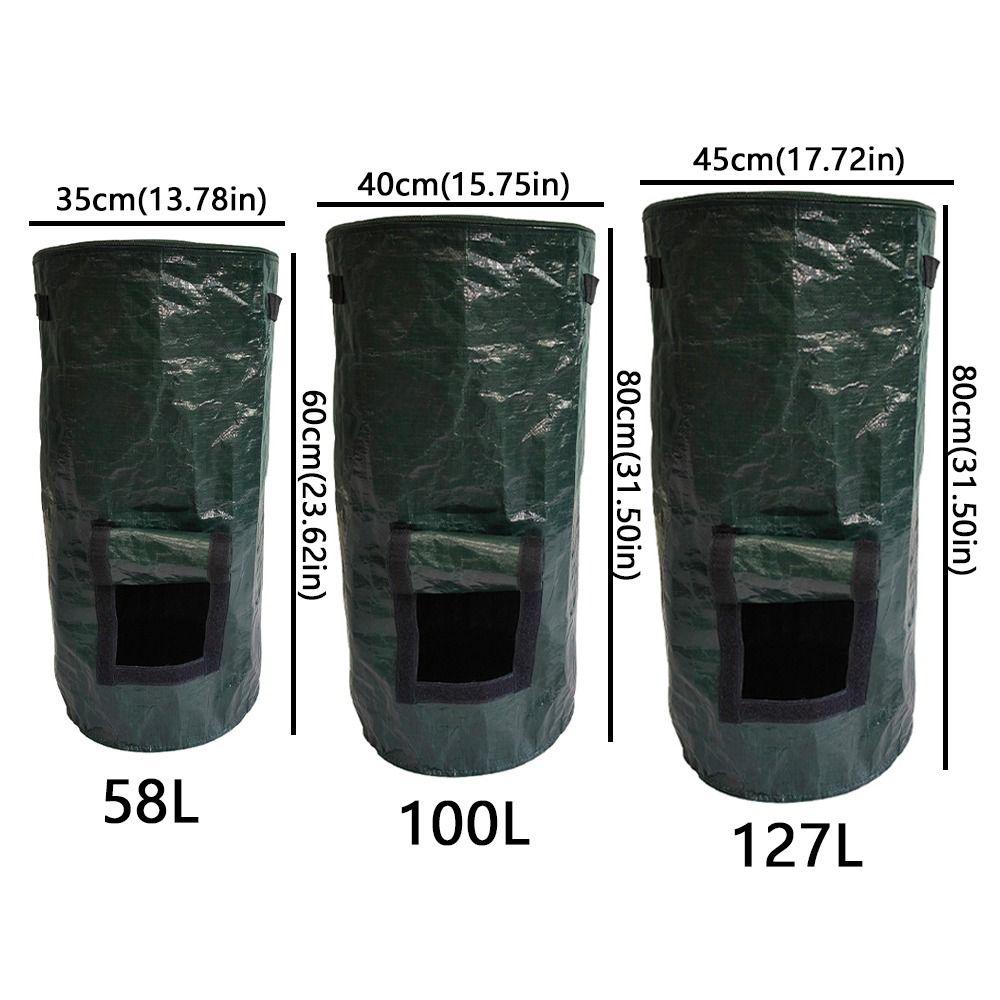 Sealed Compost Bin Bag Zippered Lid Refuse Composter Waste Collector Yard Garbage Bag  Grower