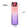 1000ml Gradient Matte Sports Water Bottle, Flip Straw Cup with Time Marker, Large Portable Plastic Jug for Fitness & Outdoor