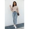 Einfarbiger Rundhals-Pullover für Damen | Weiches Strickoberteil | Lässige lockere Passform