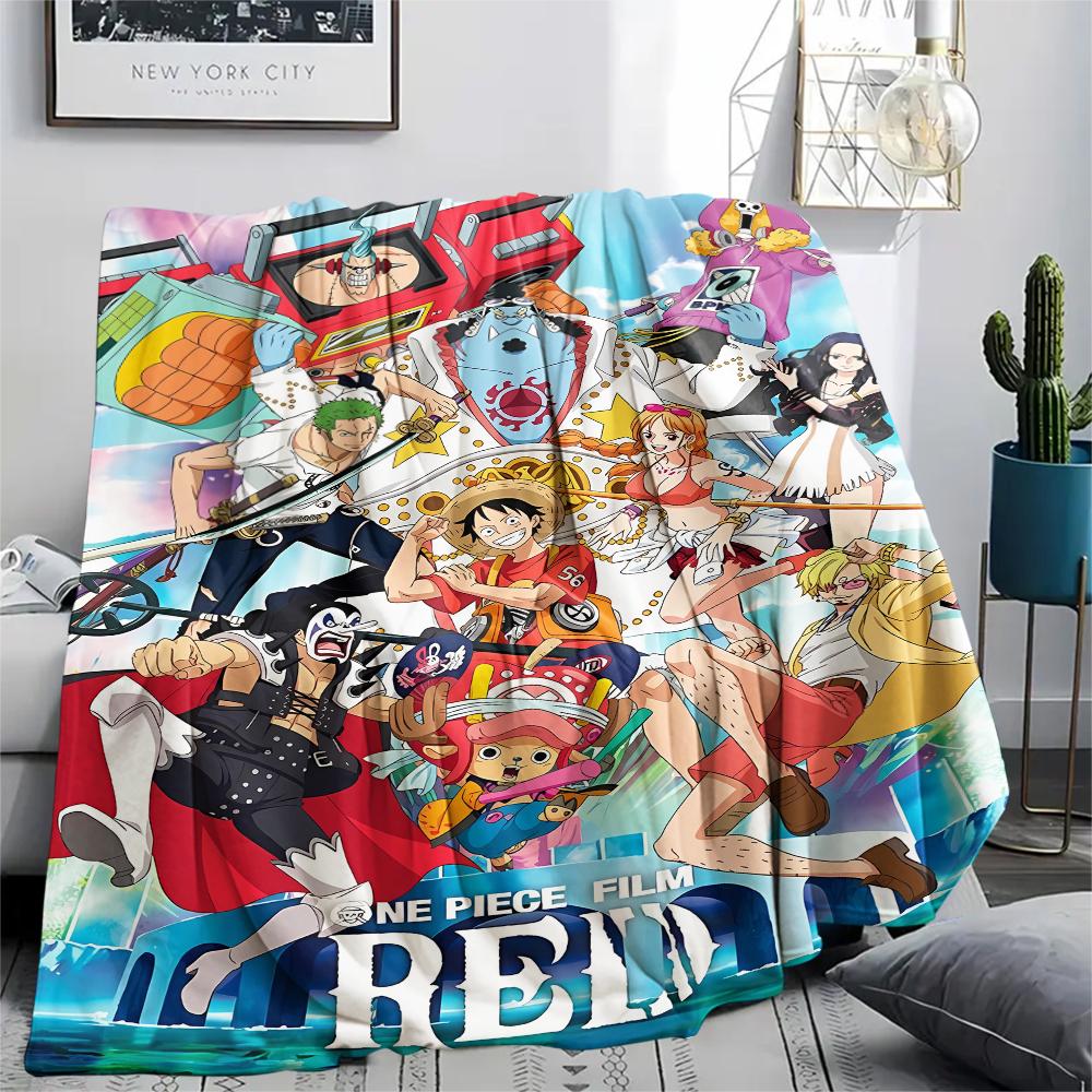 One Piece Charakter Print Flaneldecke, Hohe Qualität, Bequem für alle Jahreszeiten, Heimdekoration, Wärme und Komfort, Perfekt für Weihnachtsgeschenke