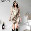 BITCED Summer Women's Street Style Sleeveless Hooded High-Waisted Dress