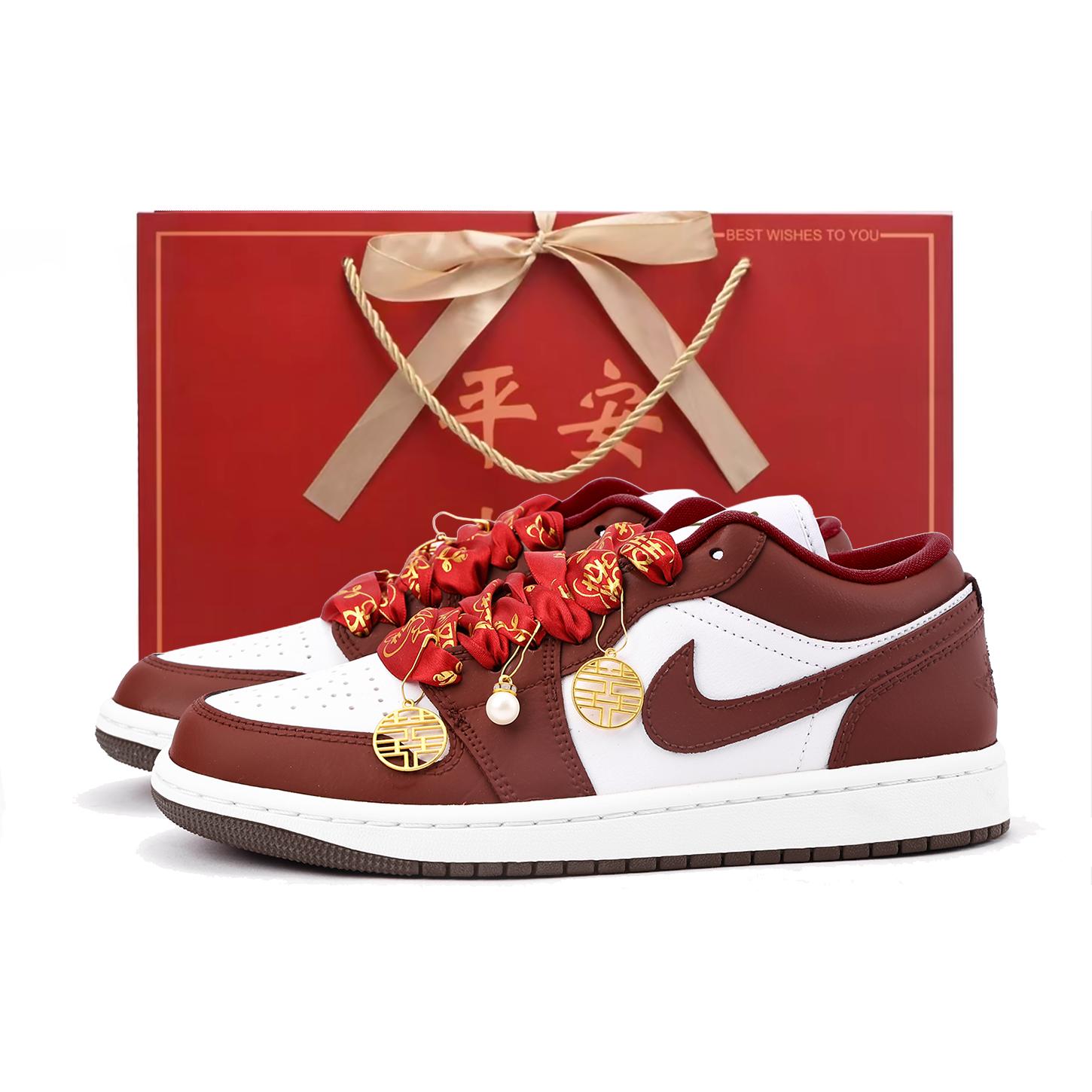 

Jordan Air Jordan 1 Leather Low top Vintage Basketball Shoes Unisex Red White IR7600-211(Team59-SBOX) 36.5