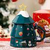 Creative Cartoon Cute Christmas Pattern Milk Coffee Cups, Ceramic Household Office Items, Porcelain Water Mugs With Lid Cup, 1Pc
