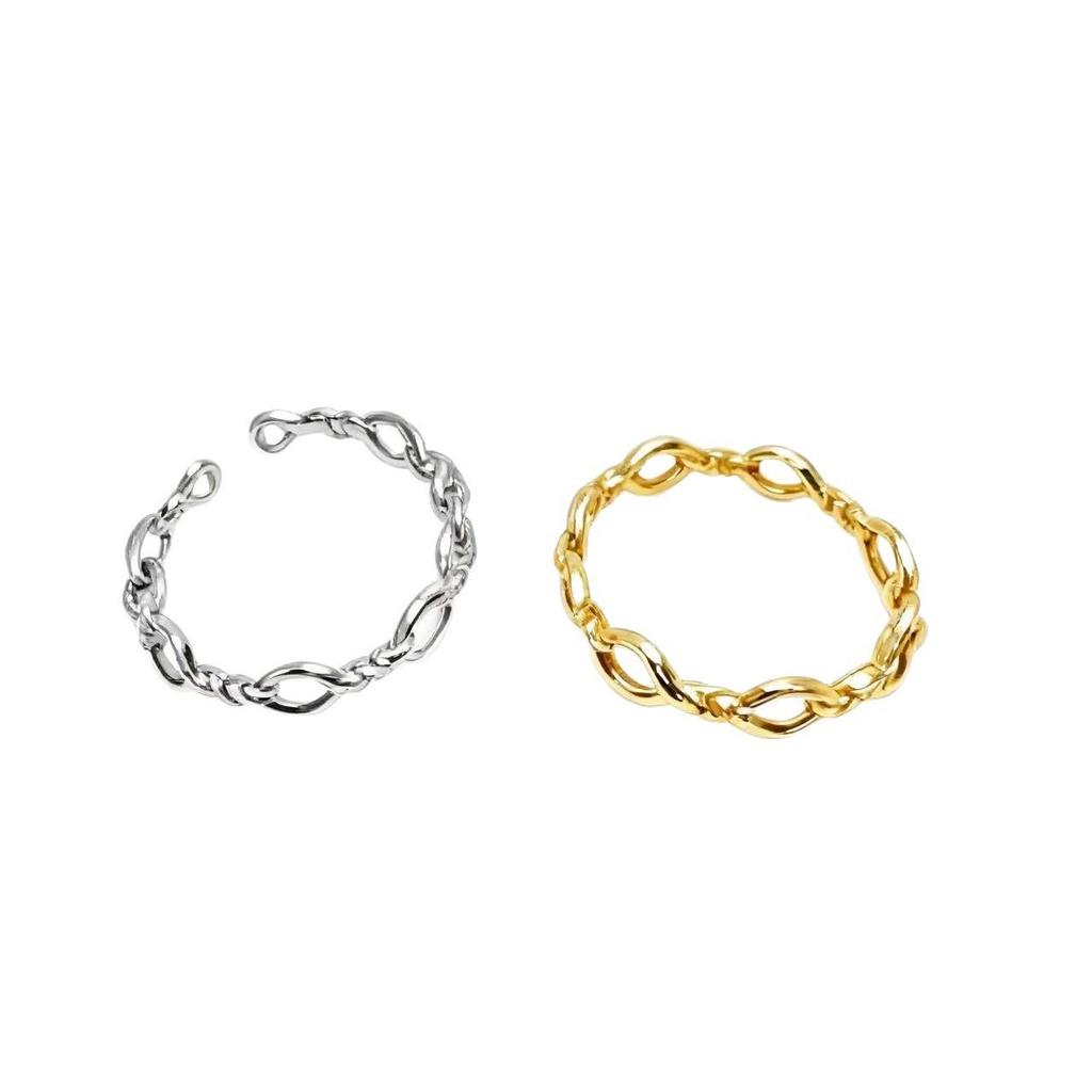 18k Gold & S925 Sterling Silver Wave Ring - Exquisite Minimalist Style for Women