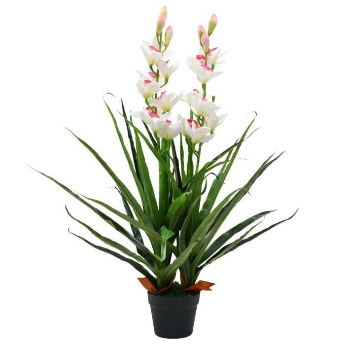 VidaXL Plante artificielle Orchidée Cymbidium avec pot 100 cm Vert