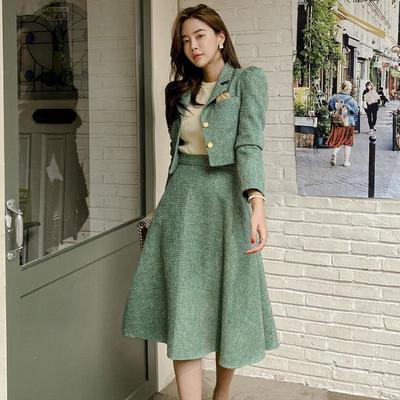 Korean Style Women's Two-Piece Spring 2025: Chic Jacket & Slim A-Line Skirt Set