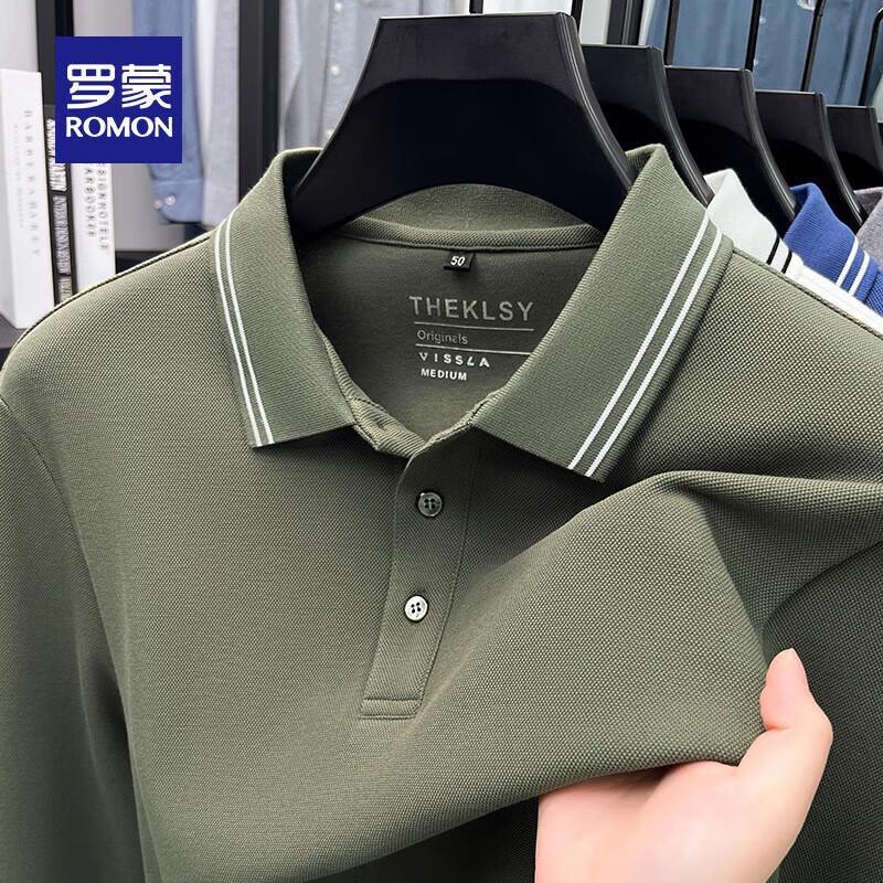 ROMON Herren Langarm Business Casual Poloshirt