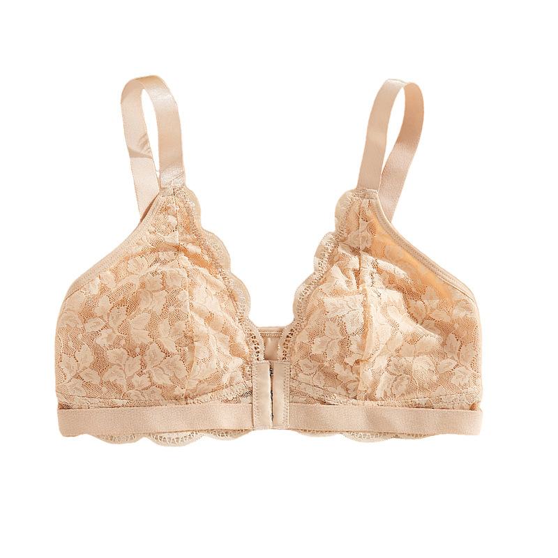 

Sexy lace front buckle underwear women s summer thin comfortable small breasts gather anti-sagging thin cup bra S