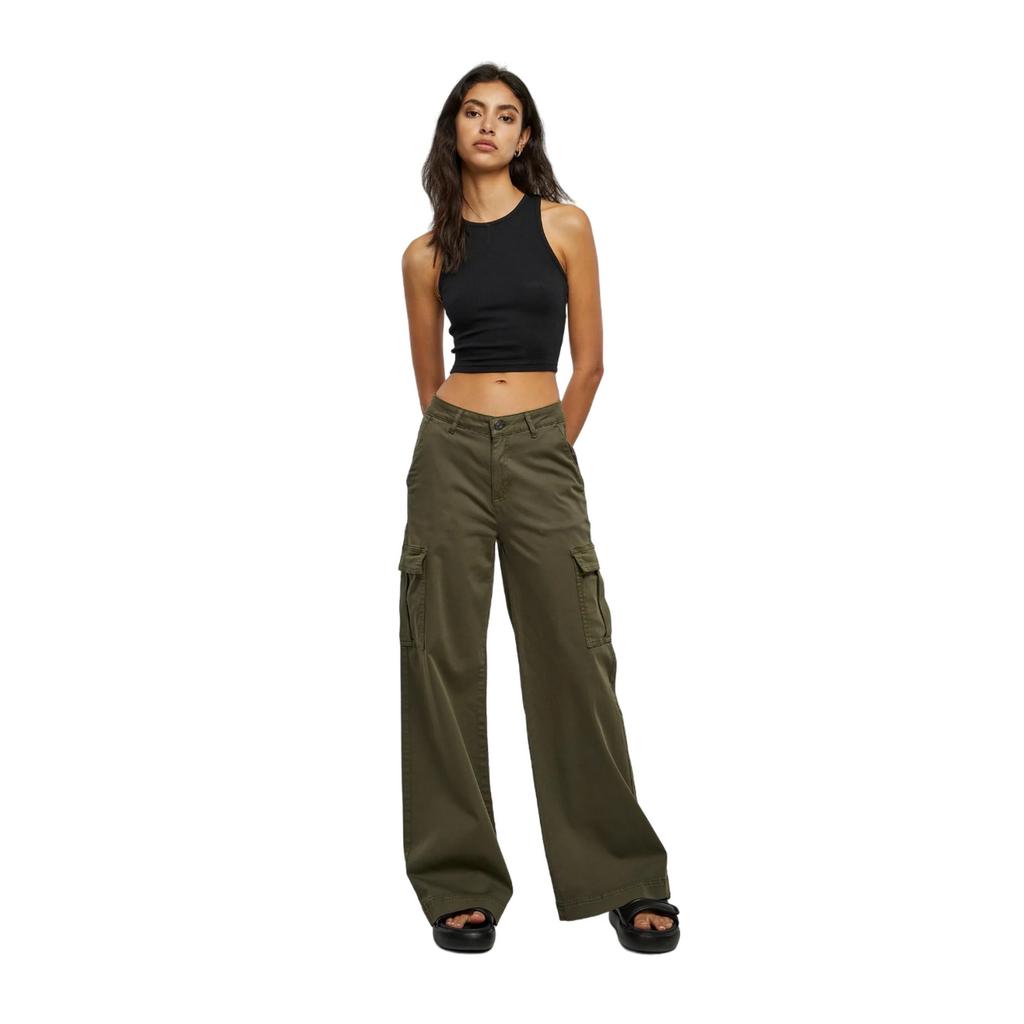Urban Classics Womens/Ladies Twill High Waist Wide Leg Cargo Trousers