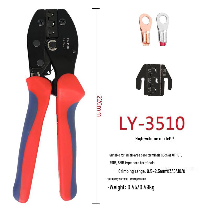 LY Series Multi-Functional MC4 Photovoltaic & Pre-Insulated Terminal Crimping Tool for Fork, U, and Y Types