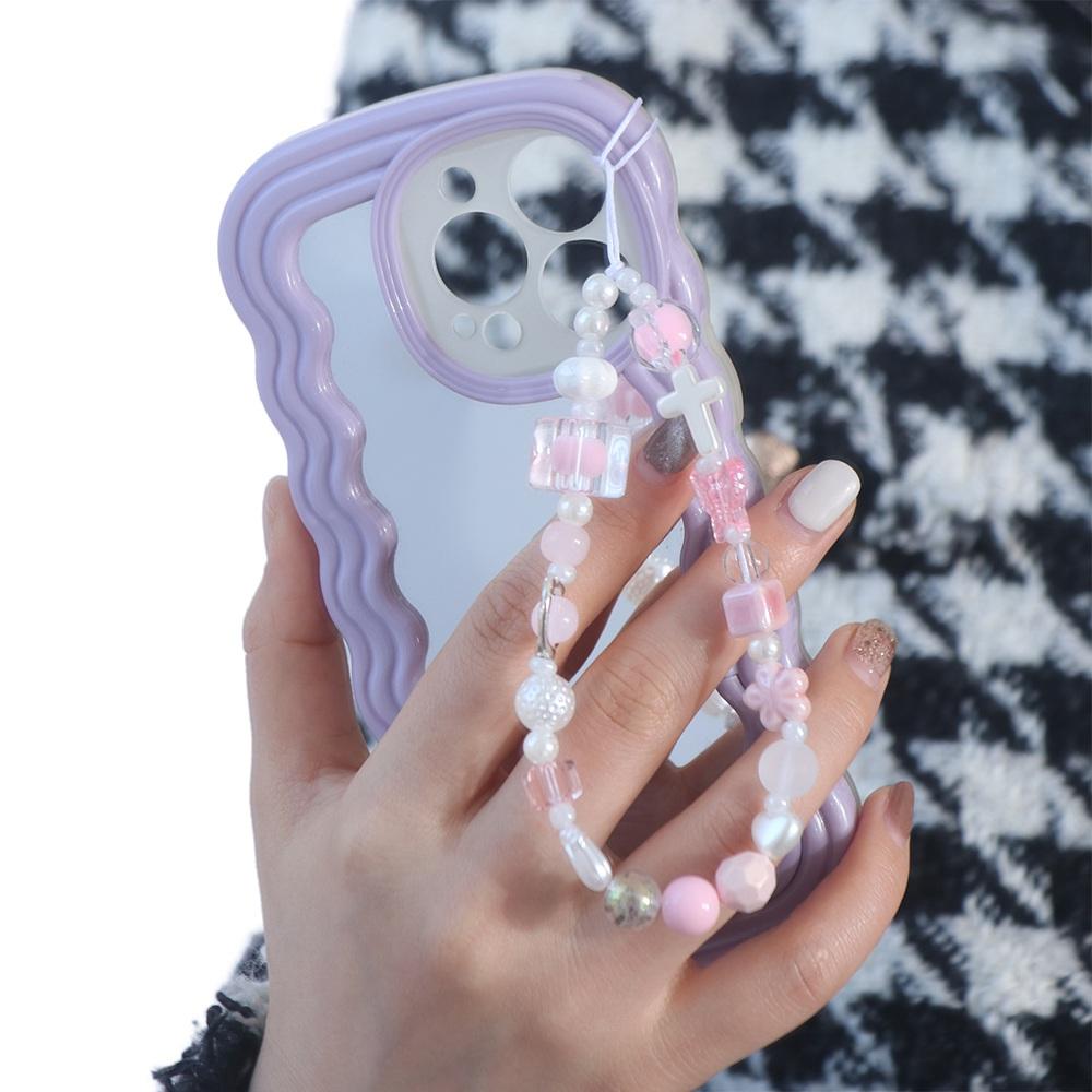 Lovely Sweet Cool Y2k Phone Lanyard Pink Pearl Heart Star Cellphone Strap Bear Buttfly Style Cool Girl Phone Chain Female