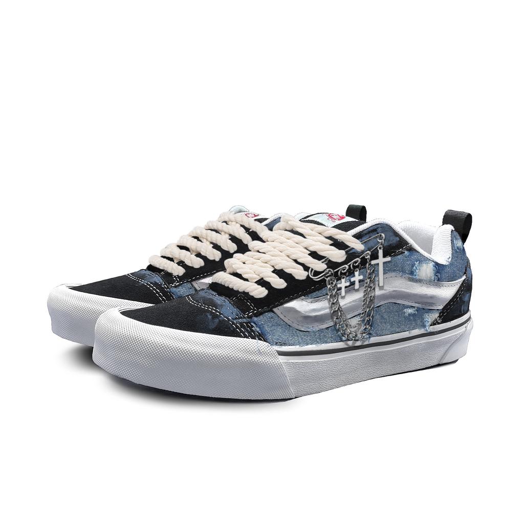 Vans Knu Skool Fabric Abrasion Resistant Abrasion Resistant Low top Skateboard Shoes Unisex Blue VN0009QC6BT1(Team613-)