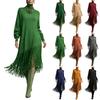 Women's Color Long Dress with High Neck for Party Evening Wear