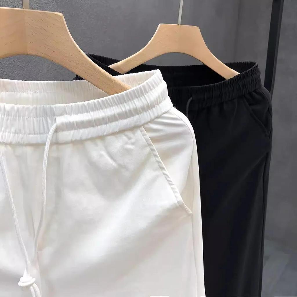 Male Solid Color Casual Pants Autumn Sweatpants Simple Cropped Pants