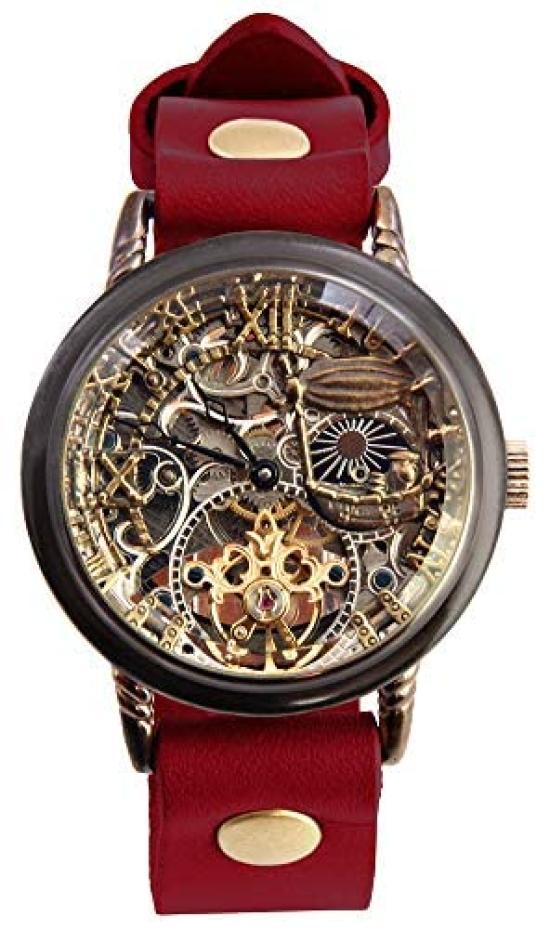 

Moola Watch Rebic Manual Winding Made in Japan Skeleton RER-30B (M, Red)