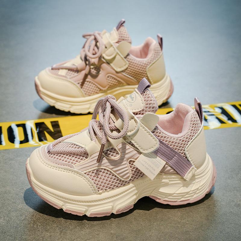 Girls' Dad-style Mesh Children's sneakers2026New Breathable Running Shoes for Older Children, Cartoon Casual Mesh Shoes