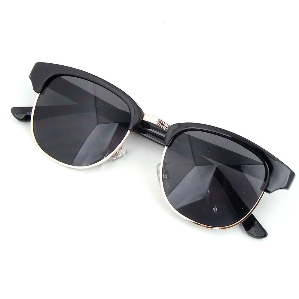 Designer Sunglasses with UV Colored and a Sunglasses 7JEWELRY Brow Men's Protection, Lenses, Black, Case. Sunglasses.