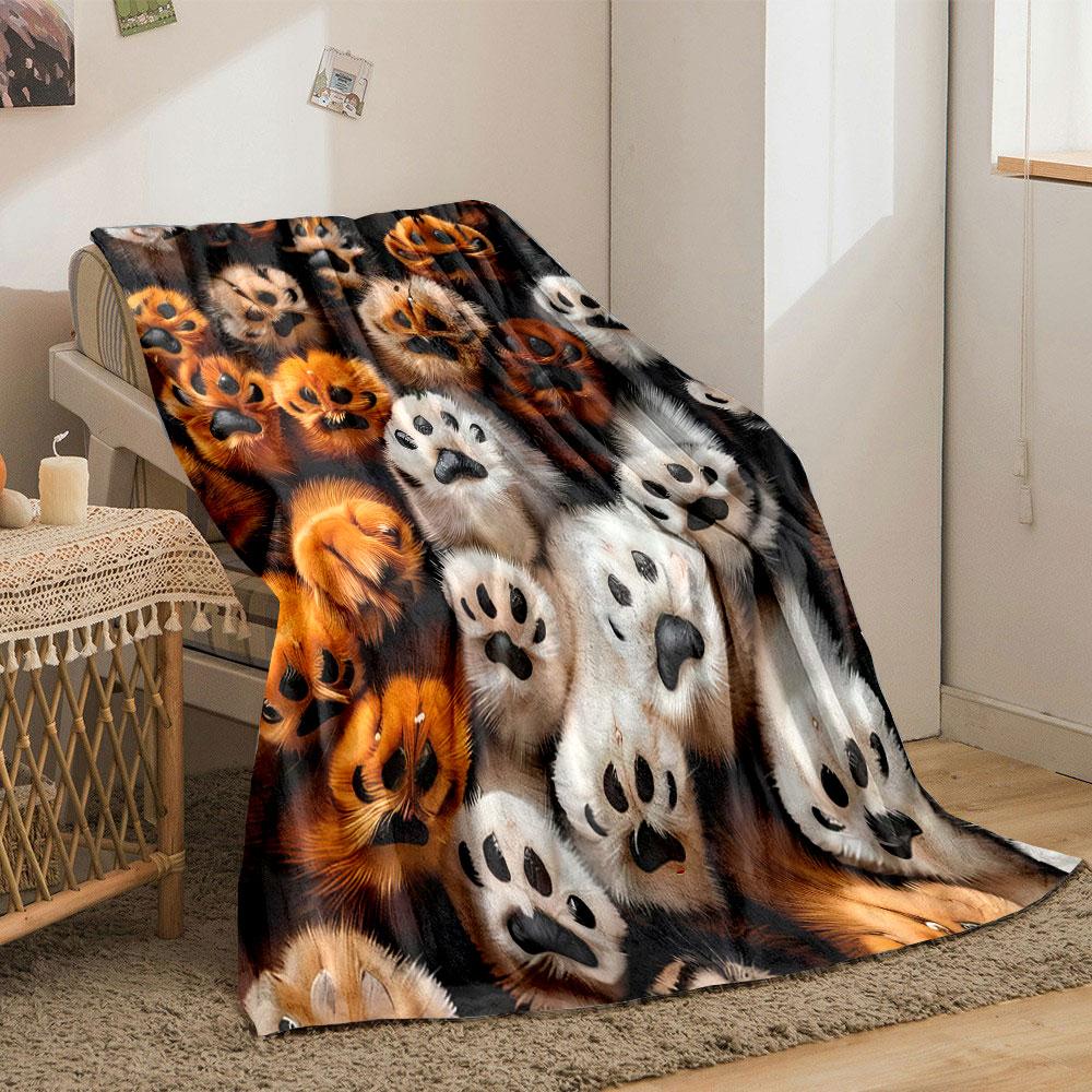 Cute Cat Paw Print Blanket bedroom Blanket for Livingroom Couch lunch break Soft throw for Friend's festival Gift