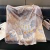 Double-Sided Faux Silk And Wool Printed Scarf For Women Spring And Autumn 90Cm Square Scarf Foulard Bandana Femmel Headscarf