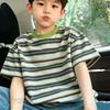 Korean Style Cloud Pattern Kids' Summer T-Shirt - Thin Striped, Short Sleeve, Parent-Child Outfit for Boys & Girls