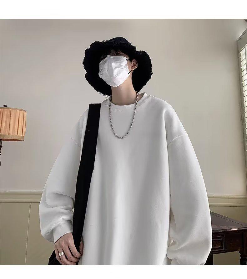Autumn/Winter Plus Velvet Round Neck Hoodie - Men's/Women's Trendy Loose Fit Long Sleeve T-Shirt