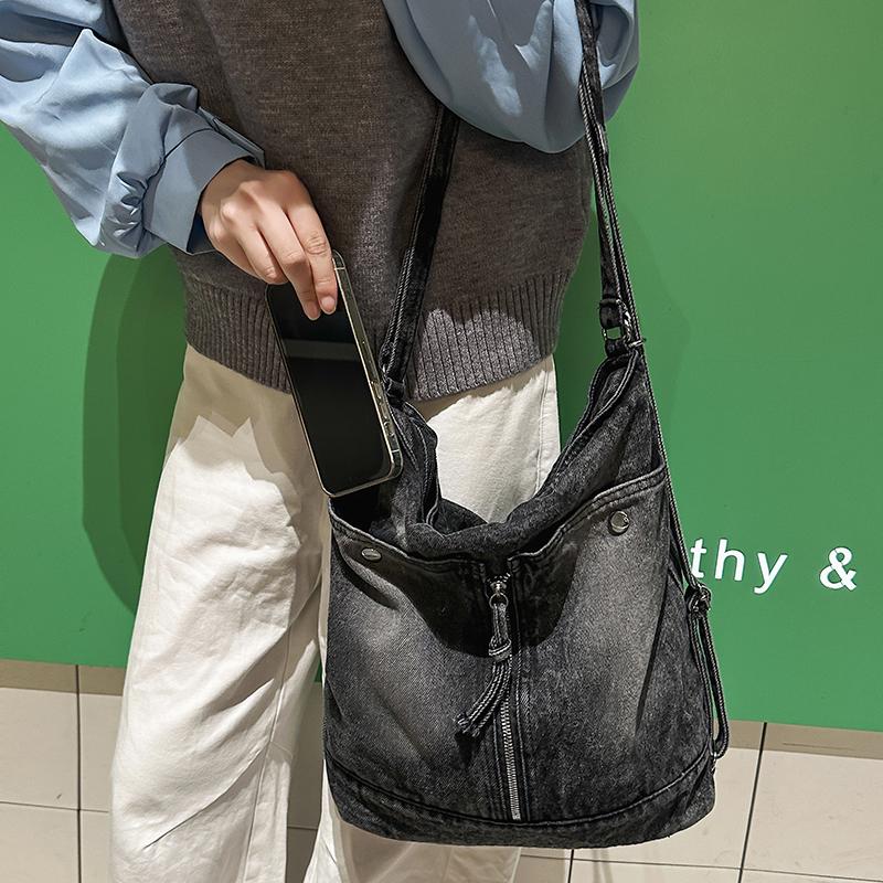 Zaino in Denim da Donna Convertibile in Borsa a Tracolla – Borsa a Spalla in Jeans Lavato Vintage per Viaggi e Uso Quotidiano, Zaino Casual alla Moda con Cerniera