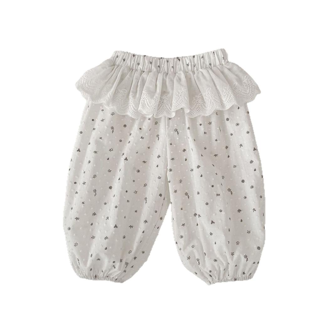 Girls Summer Floral Mosquito-Repellent Lightweight Bloomers with Ruffled Cuffs