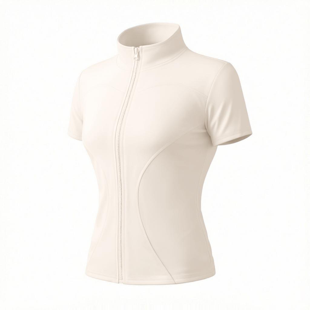 1011 Summer New Naked Short Sleeve T Zipper Fitness Clothing Women's Cycling Clothing Outdoor Sports Yoga Training Top