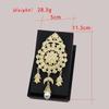 Elegant Gold Color Round Flower Brooch Ladies Jewelry Crystal Moon Pendant Brooch