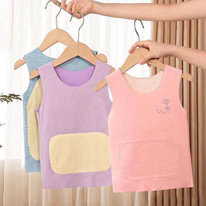 Dziecięca kamizelka kaszmirowo-jedwabna - Ciepła, aksamitnie wyściełana warstwa podstawowa dla chłopców i dziewczynek na jesień i zimę