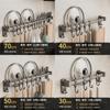 Kitchen Wall Mount Hooks And Double Rod Rack With Plastic And Carbon Steel For Home Organization
