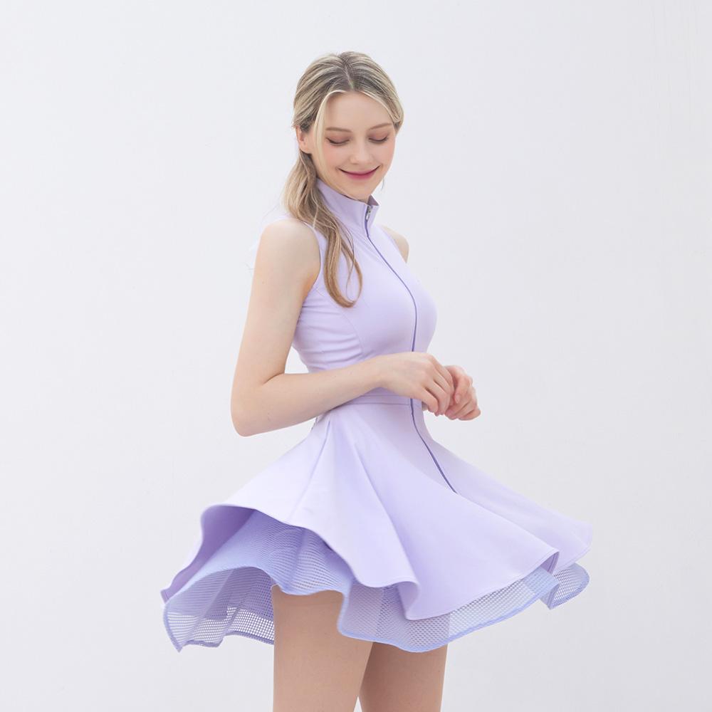 J Jane Front Zipper Double Flare Dress (Lavender)