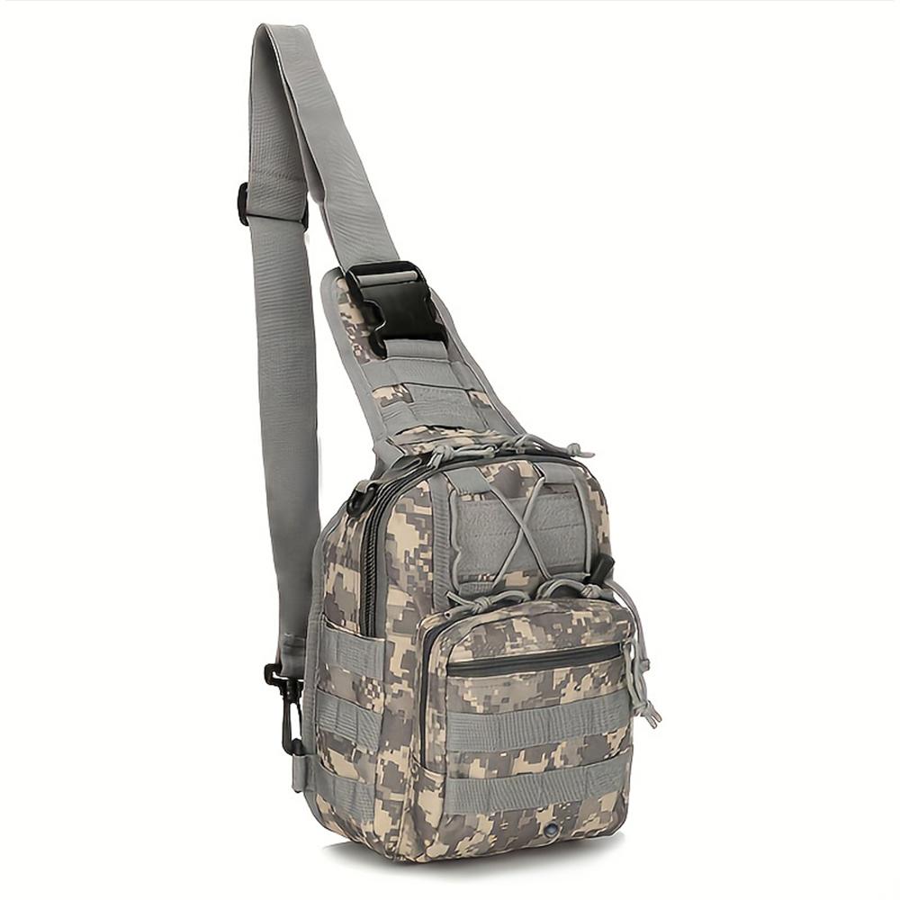 Men'S Outdoor Molle Chest Bag Camo Shoulder Bag Sling Backpack Oxford Mountain Climbing Camping Fishing Trekking Chest Pack