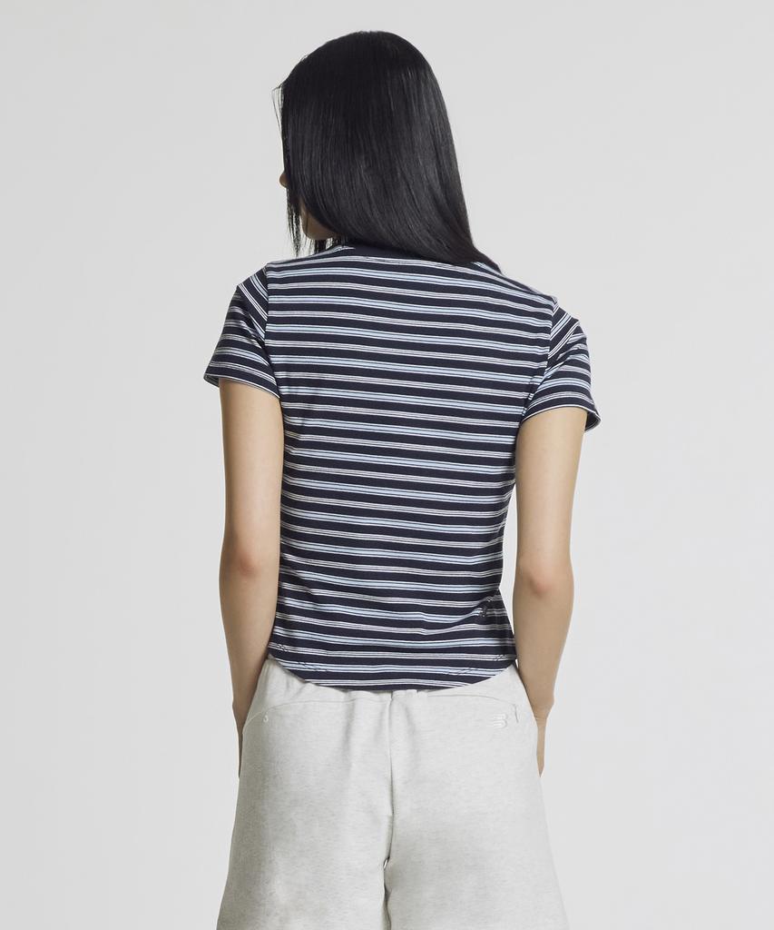 Nyuballanseu Nbneg2W442 / Women Essential Fitted Striped Short Sleeve Tee (Navy)