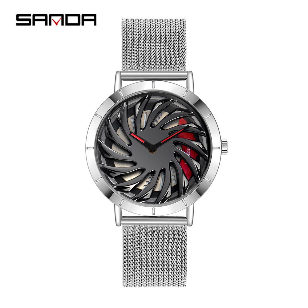 Sanda Meilleure Vente 1088 Montre pour Adolescent: Personnalisé, Cadran Rotatif 3D, Tendance, Quartz Étanche.