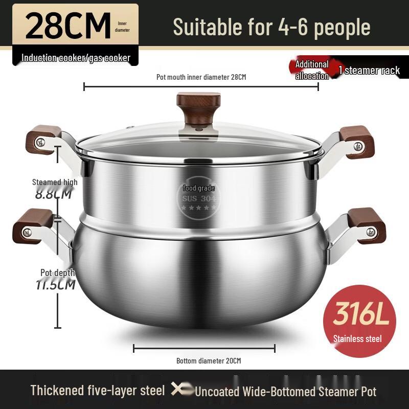 GOWKE 316L Stainless Steel Hot Pot & Soup Pot