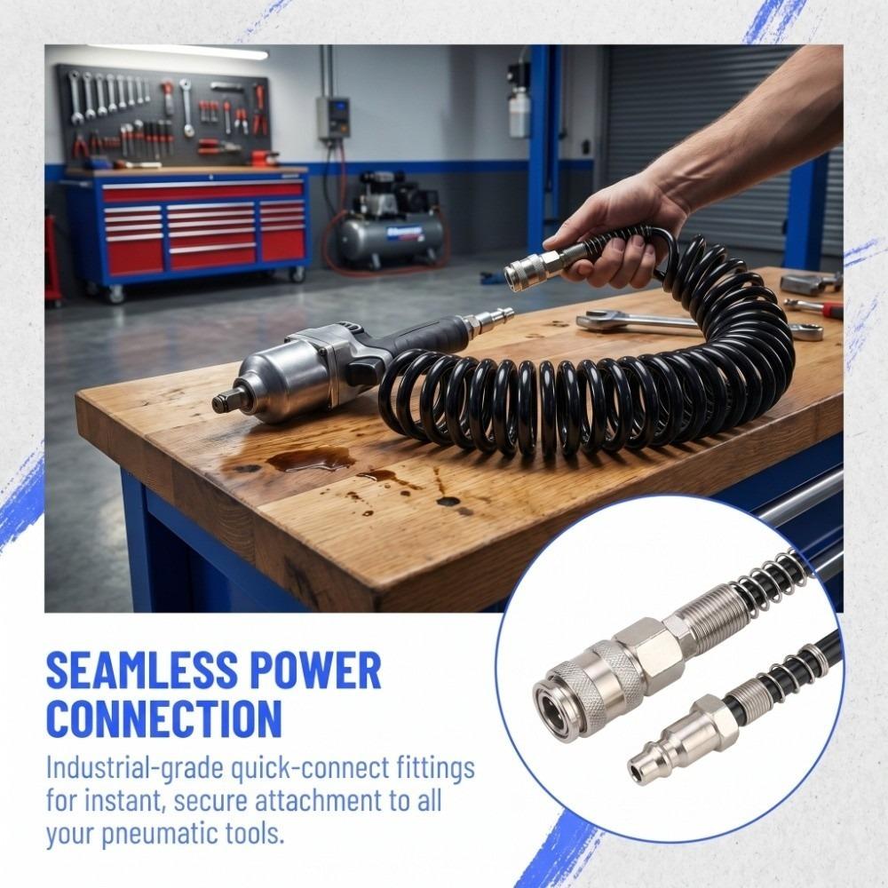 Coiled Air Compressor Coil Hose Multiple Size Coiled Air Extension Hose Air Duster Cleaning