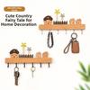 Wooden Key Hook Rack 6 Hooks Sundries Storage Shelf Coat Rack  Kitchen Bathroom Bedroom