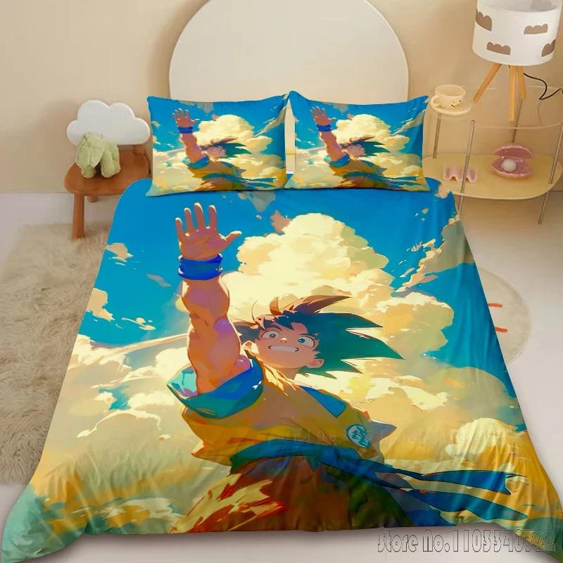 Anime Popular Dragon Ball Goku Child Bedding Set Baby Duvet Cover Sets Bedclothes Twin Single King Kids Adult Gift